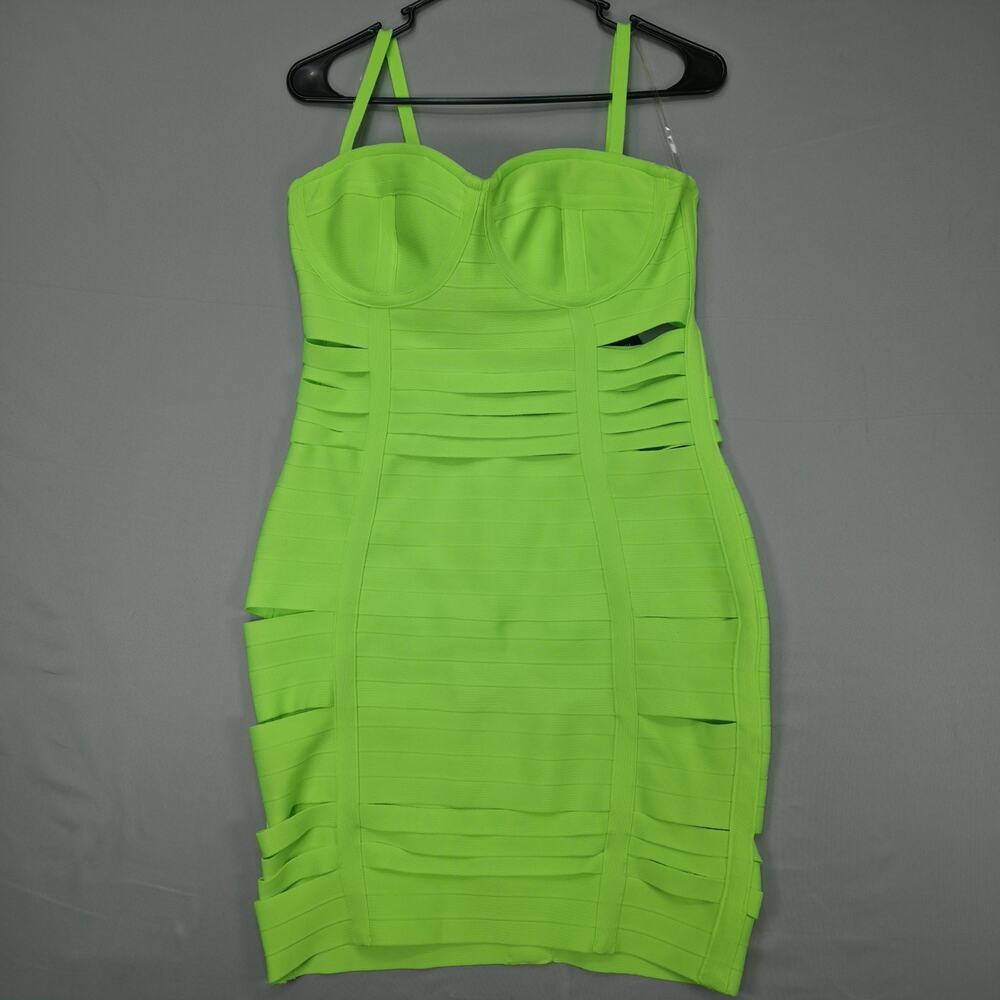 Fashion Nova Neon Green Bandage Mini Dress
